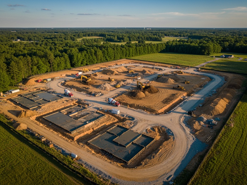 Civil Builders construction project aerial view