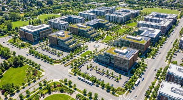 Completed modern mixed-use development project